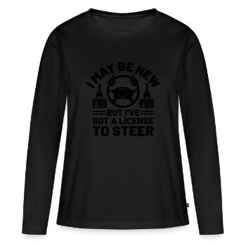 Permis de conduire passé Nouveau permis de conduire S - T-shirt manches longues Premium bio Femme - noir - Devant - Julia (174cm)