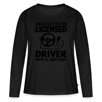 Permis de conduire passé Nouveau permis de conduire S - T-shirt manches longues Premium bio Femme - noir - Devant - Julia (174cm)