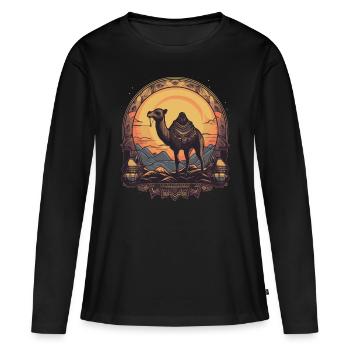 Camel Retro Grand Camel Egypte - T-shirt manches longues Premium bio Femme - noir - Devant - Julia (174cm)
