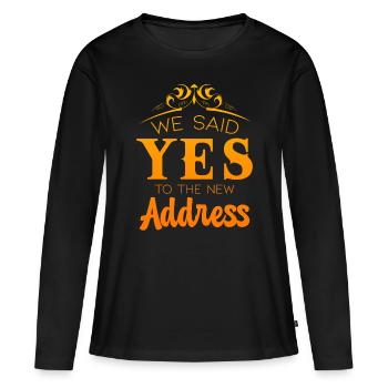 Nous avons dit oui à la nouvelle adresse - T-shirt manches longues Premium bio Femme - noir - Devant - Julia (174cm)