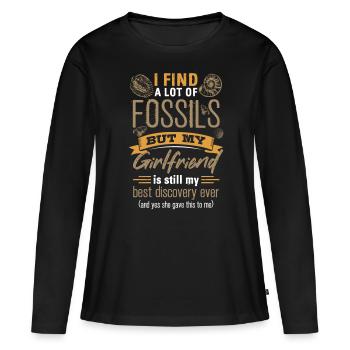 Fossiles, paléontologue, collectionneur de fossiles, - T-shirt manches longues Premium bio Femme - noir - Devant - Julia (174cm)