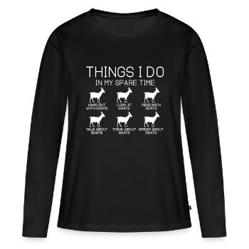 Ce que je fais pendant mon temps libre Chèvres Noël - T-shirt manches longues Premium bio Femme - noir - Devant - Julia (174cm)