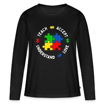 Autism Awareness Teacher Teach Accept Understand - Women's Premium Organic Long Sleeve Shirt - black - Front - Julia (174cm)