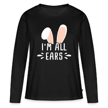 Cute All Ears Bunny | Easter Egg Bunny Gift - Women's Premium Organic Long Sleeve Shirt - black - Front - Julia (174cm)