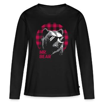 M. Bear - T-shirt manches longues Premium bio Femme - noir - Devant - Julia (174cm)