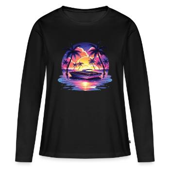 Boot - Frauen Premium Bio Langarmshirt - Schwarz - Vorne - Julia (174cm)