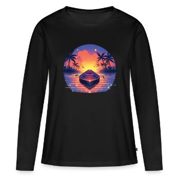 Boot - Frauen Premium Bio Langarmshirt - Schwarz - Vorne - Julia (174cm)
