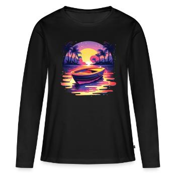 Boot - Frauen Premium Bio Langarmshirt - Schwarz - Vorne - Julia (174cm)