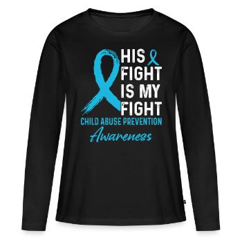 Prévention de la maltraitance des enfants - T-shirt manches longues Premium bio Femme - noir - Devant - Julia (174cm)