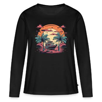 bateau à moteur bateau de sport bateau yacht propriétaire de bateau - T-shirt manches longues Premium bio Femme - noir - Devant - Julia (174cm)