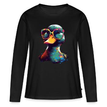 Ducks with sunglasses - Women's Premium Organic Long Sleeve Shirt - black - Front - Julia (174cm)
