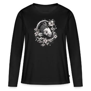 Koi Fish Koi carpe Koi Garden Pond Koi - T-shirt manches longues Premium bio Femme - noir - Devant - Julia (174cm)
