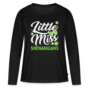 Fête de la Saint-Patrick pour les filles Little Miss Shenanigans - T-shirt manches longues Premium bio Femme - noir - Devant - Julia (174cm)