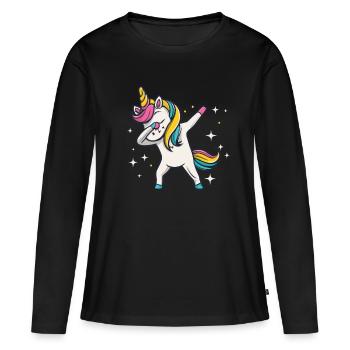 Dabbing Licorne Licorne Dab Dabbing Trend Dance - T-shirt manches longues Premium bio Femme - noir - Devant - Julia (174cm)