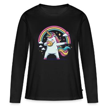 Dabbing Licorne Licorne Dab Dabbing Trend Dance - T-shirt manches longues Premium bio Femme - noir - Devant - Julia (174cm)