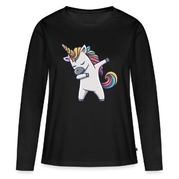 Dabbing Licorne Licorne Dab Dabbing Trend Dance - T-shirt manches longues Premium bio Femme - noir - Devant - Julia (174cm)