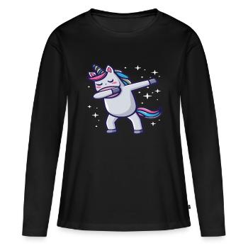 Dabbing Licorne Licorne Dab Dabbing Trend Dance - T-shirt manches longues Premium bio Femme - noir - Devant - Julia (174cm)