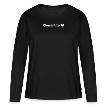 Fitness - Commit to fit - Women's Premium Organic Long Sleeve Shirt - black - Front - Julia (174cm)