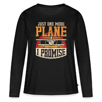 Modèle réduit d’avion Avion - T-shirt manches longues Premium bio Femme - noir - Devant - Julia (174cm)