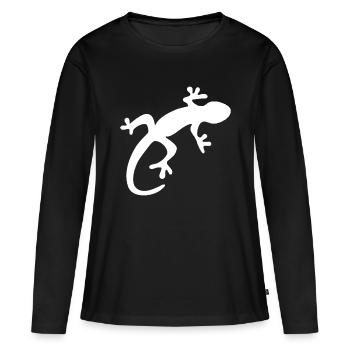 Tie Dye Lizard Rainbow Print Monitor Gecko Hippie - T-shirt manches longues Premium bio Femme - noir - Devant - Julia (174cm)