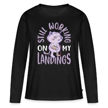 Toujours en train de travailler sur mes atterrissages 4 - T-shirt manches longues Premium bio Femme - noir - Devant - Julia (174cm)