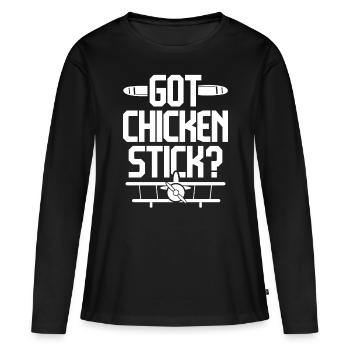 Modèle réduit d’avion Avion Vous avez un bâton de poulet? - T-shirt manches longues Premium bio Femme - noir - Devant - Julia (174cm)
