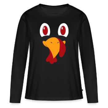 Truthahngesicht, lustiges Halloween-Erntedankfest - Frauen Premium Bio Langarmshirt - Schwarz - Vorne - Julia (174cm)