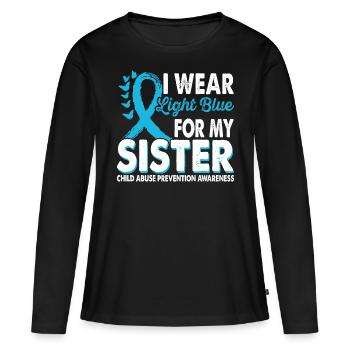 Portez du bleu clair pour la reconnaissance de votre - T-shirt manches longues Premium bio Femme - noir - Devant - Julia (174cm)