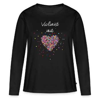 Violinist mit Herz Geige Musiklehrer Musikschule - Frauen Premium Bio Langarmshirt - Schwarz - Vorne - Julia (174cm)