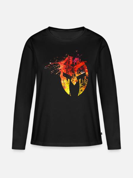 Spartaner Helm bunt - Frauen Premium Bio Langarmshirt - Schwarz
