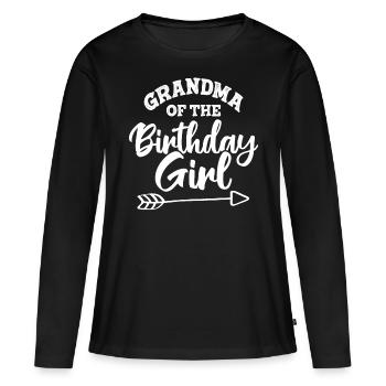 Grand-mère de la fille d’anniversaire - T-shirt manches longues Premium bio Femme - noir - Devant - Julia (174cm)