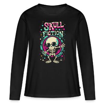 Skull Fiction Skull Skull Gift Idea - T-shirt manches longues Premium bio Femme - noir - Devant - Julia (174cm)