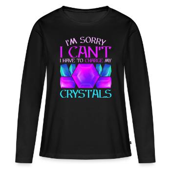 Crystal Healer Cristaux de guérison des cristaux - T-shirt manches longues Premium bio Femme - noir - Devant - Julia (174cm)