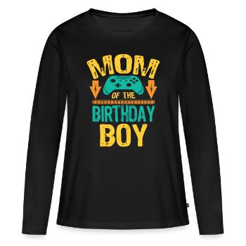 Maman de la famille de jeux de garçon d’anniversaire - T-shirt manches longues Premium bio Femme - noir - Devant - Julia (174cm)