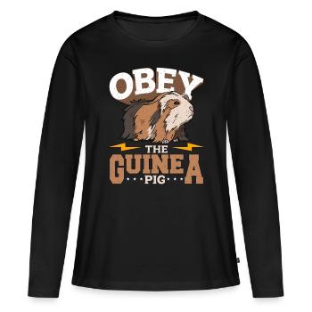 Cochon d’Inde Obéir à l’amoureux des animaux du cochon d’Inde Cavy - T-shirt manches longues Premium bio Femme - noir - Devant - Julia (174cm)