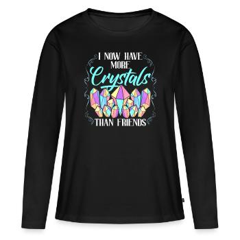 Cristaux de guérison des cristaux - T-shirt manches longues Premium bio Femme - noir - Devant - Julia (174cm)