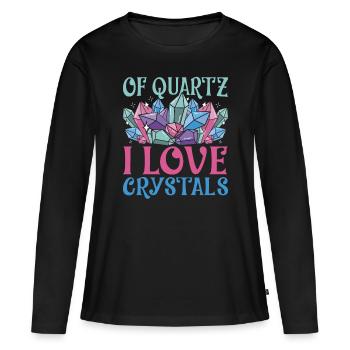 Cristaux de guérison de quartz J’aime les cristaux - T-shirt manches longues Premium bio Femme - noir - Devant - Julia (174cm)