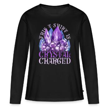 Cristaux de guérison de cristal - T-shirt manches longues Premium bio Femme - noir - Devant - Julia (174cm)