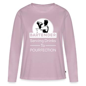 Barman Mixologue Boissons alcoolisées Barman - T-shirt manches longues Premium bio Femme - rose poudré - Devant - Julia (174cm)