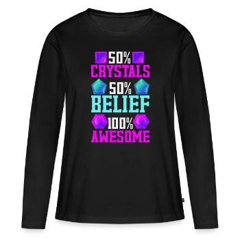 Cristaux de guérison de cristal - T-shirt manches longues Premium bio Femme - noir - Devant - Julia (174cm)