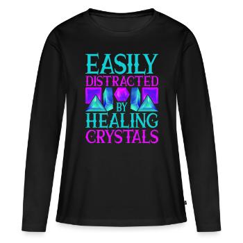 Cristaux de guérison de cristal Cristaux de guérison - T-shirt manches longues Premium bio Femme - noir - Devant - Julia (174cm)