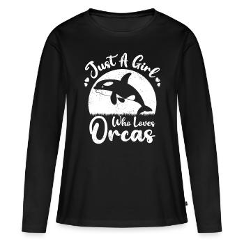 Nur ein Mädchen, das Orcas liebt - Frauen Premium Bio Langarmshirt - Schwarz - Vorne - Julia (174cm)