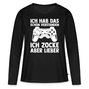 Zocker Zocken Gamer - Frauen Premium Bio Langarmshirt - Schwarz - Vorne - Julia (174cm)