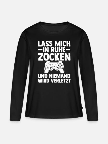 Zocker Zocken Gamer - Frauen Premium Bio Langarmshirt - Schwarz