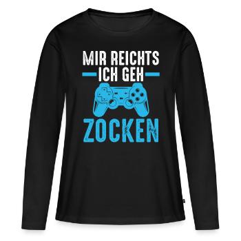 Zocker Zocken Gamer - Frauen Premium Bio Langarmshirt - Schwarz - Vorne - Julia (174cm)