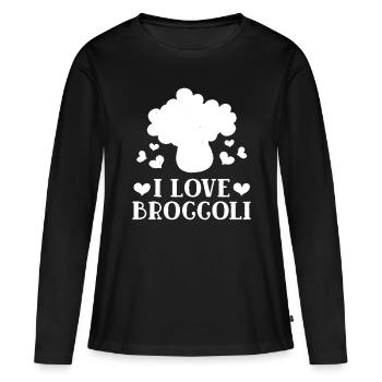 I Love Broccoli Funny Vegetarian Vegan Vegetables - Women's Premium Organic Long Sleeve Shirt - black - Front - Julia (174cm)