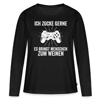 Zocker Zocken Gamer - Frauen Premium Bio Langarmshirt - Schwarz - Vorne - Julia (174cm)