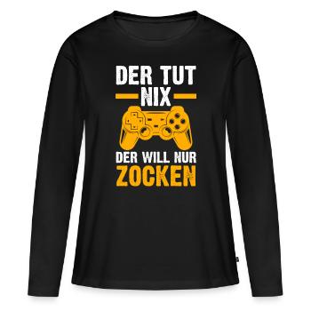 Zocker Zocken Gamer - Frauen Premium Bio Langarmshirt - Schwarz - Vorne - Julia (174cm)