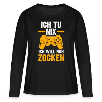 Zocker Zocken Gamer - Frauen Premium Bio Langarmshirt - Schwarz - Vorne - Julia (174cm)