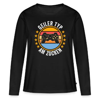 Zocker Zocken Gamer - Frauen Premium Bio Langarmshirt - Schwarz - Vorne - Julia (174cm)